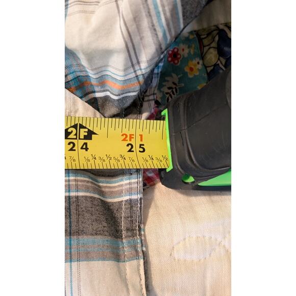 Quiksilver Black Gray Teal Plaid Short Sleeve Button Front Shirt Mens Sz XXL - Picture 8 of 10